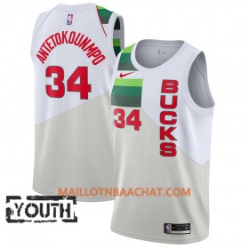 Maillot NBA Milwaukee Bucks Giannis Antetokounmpo 34 2018-19 Nike Blanc Swingman - Enfant
